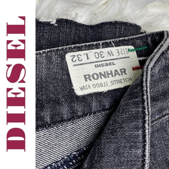 DIESEL RONHAR Stretch Black Denim Wide Leg Mid Rise Jeans, 30 x 32 - Picture 6 of 11